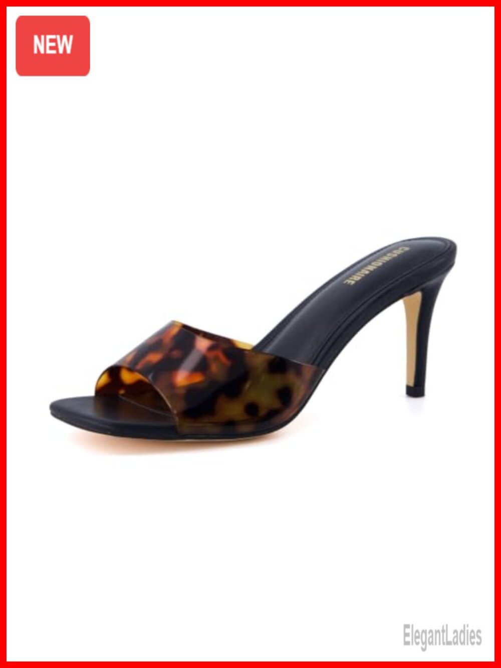 Kitten Heel Sandals Slip On One Band Dress Heels with Memory Foam